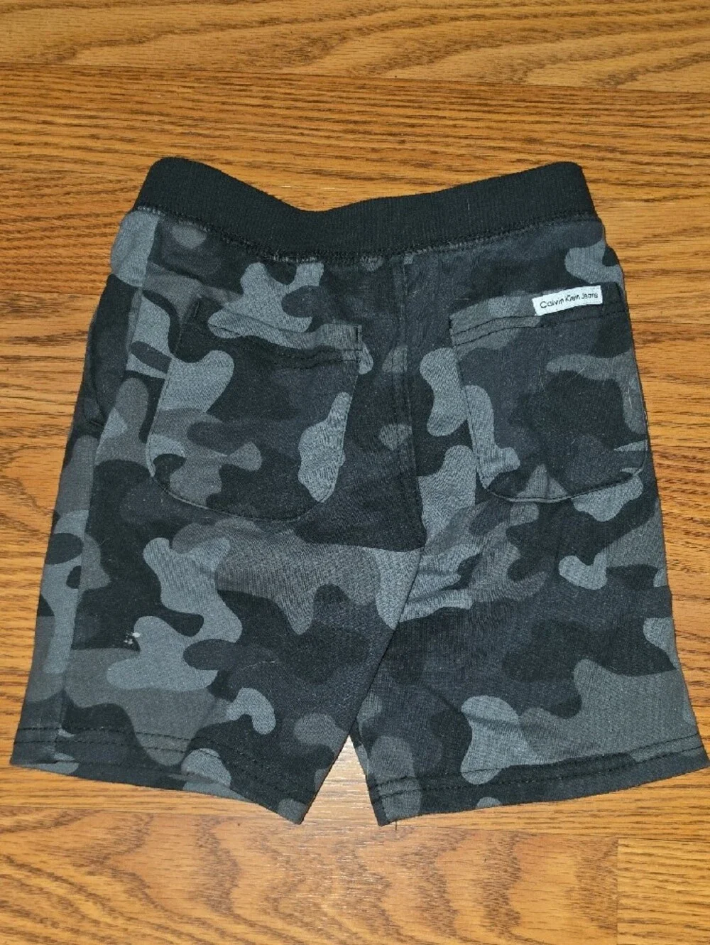 Calvin Klein Neon Green Tee with Black & Camo Accent Shorts
